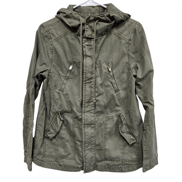 American Eagle Outfitters Jackets & Blazers - American‎ Eagle Outfitters Olive Green Utility Anorak Jacket Hooded Zip Pockets